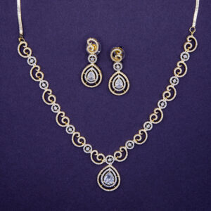 Gold & Zircon Teardrop Necklace Set – Bridal & Party Jewelry