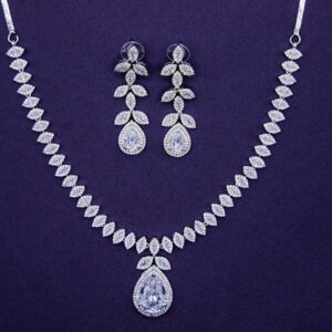Clear Crystal Teardrop Necklace & Earrings Set – Bridal & Evening Jewelry
