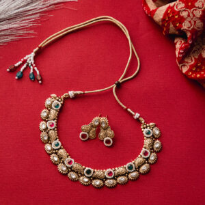 Traditional Kundan Necklace Set with Earrings – Handcrafted Bridal Jewelry